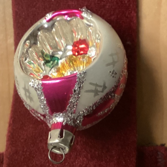 Ornament Christmas Poland Teardrop Heavy Glitter Indent Mirror Reflector 3 1/2in - Picture 3 of 12